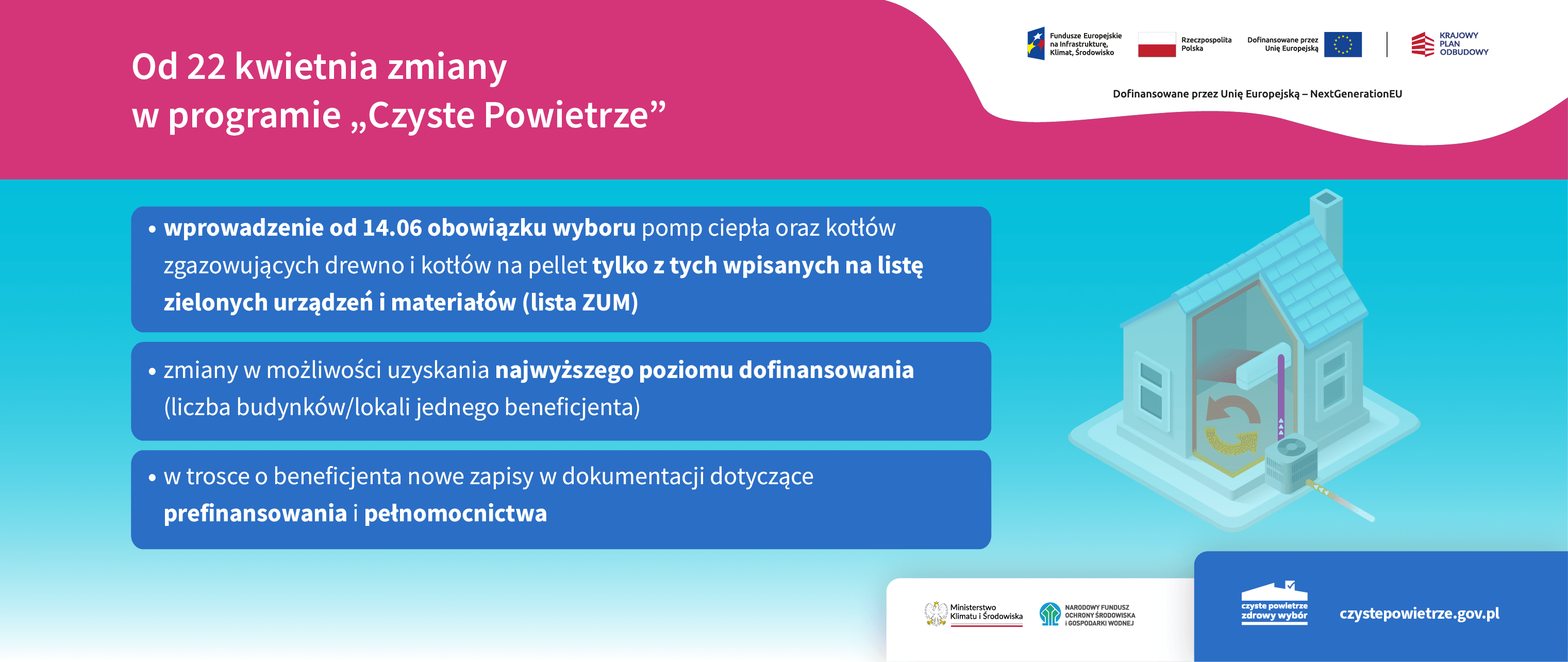 Od 22 kwietnia nowe zasady w programie „Czyste Powietrze”.  W trosce o beneficjentów